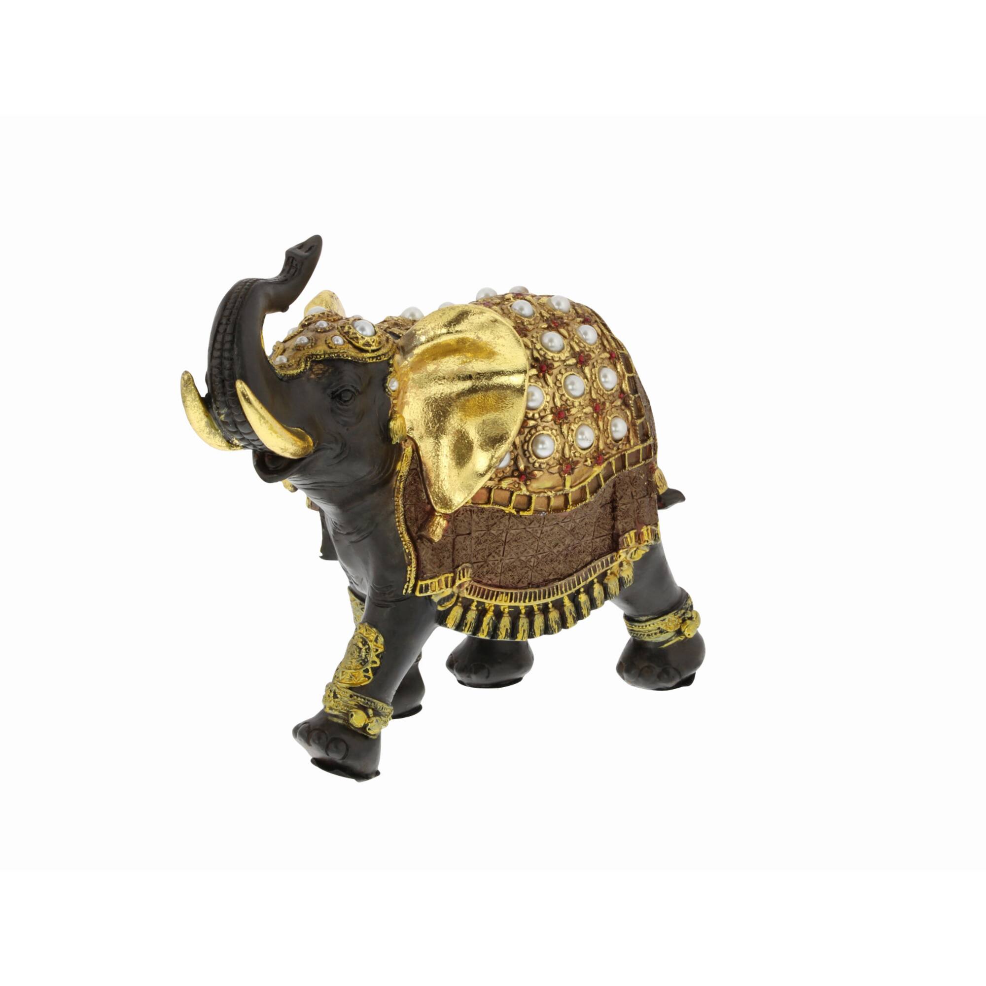 10" Brown Eclectic Polystone Elephant Sculpture